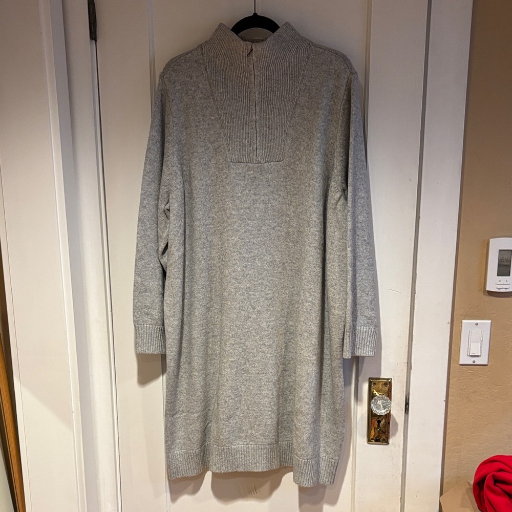 Lands' End Woman’s Zip Up Gray Sweater Dress